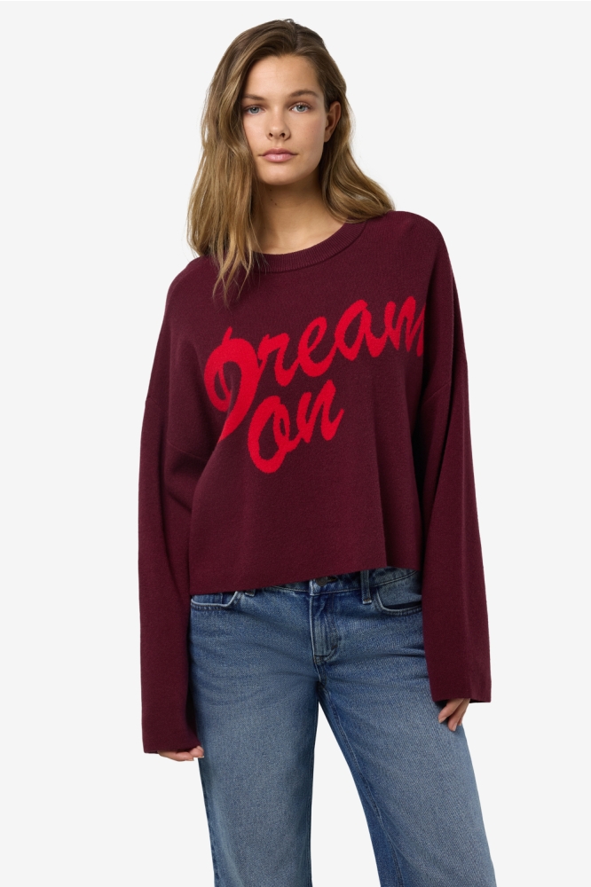 NMSHYLA L/S O-NECK KNIT FWD DD 27034683 WINDSOR WINE/RACING